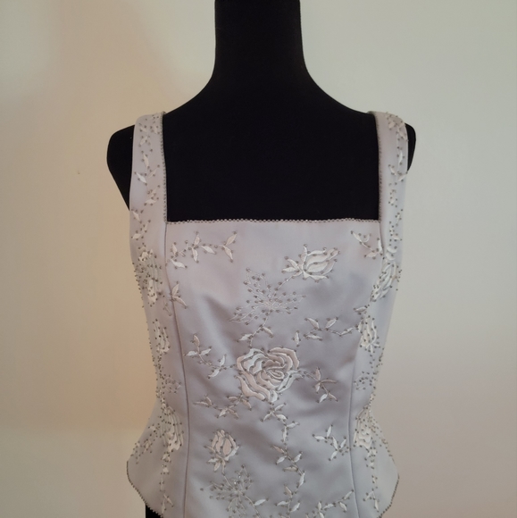 Vintage beaded corselet style crop tunic Zola Evening sz 8 - Picture 1 of 8